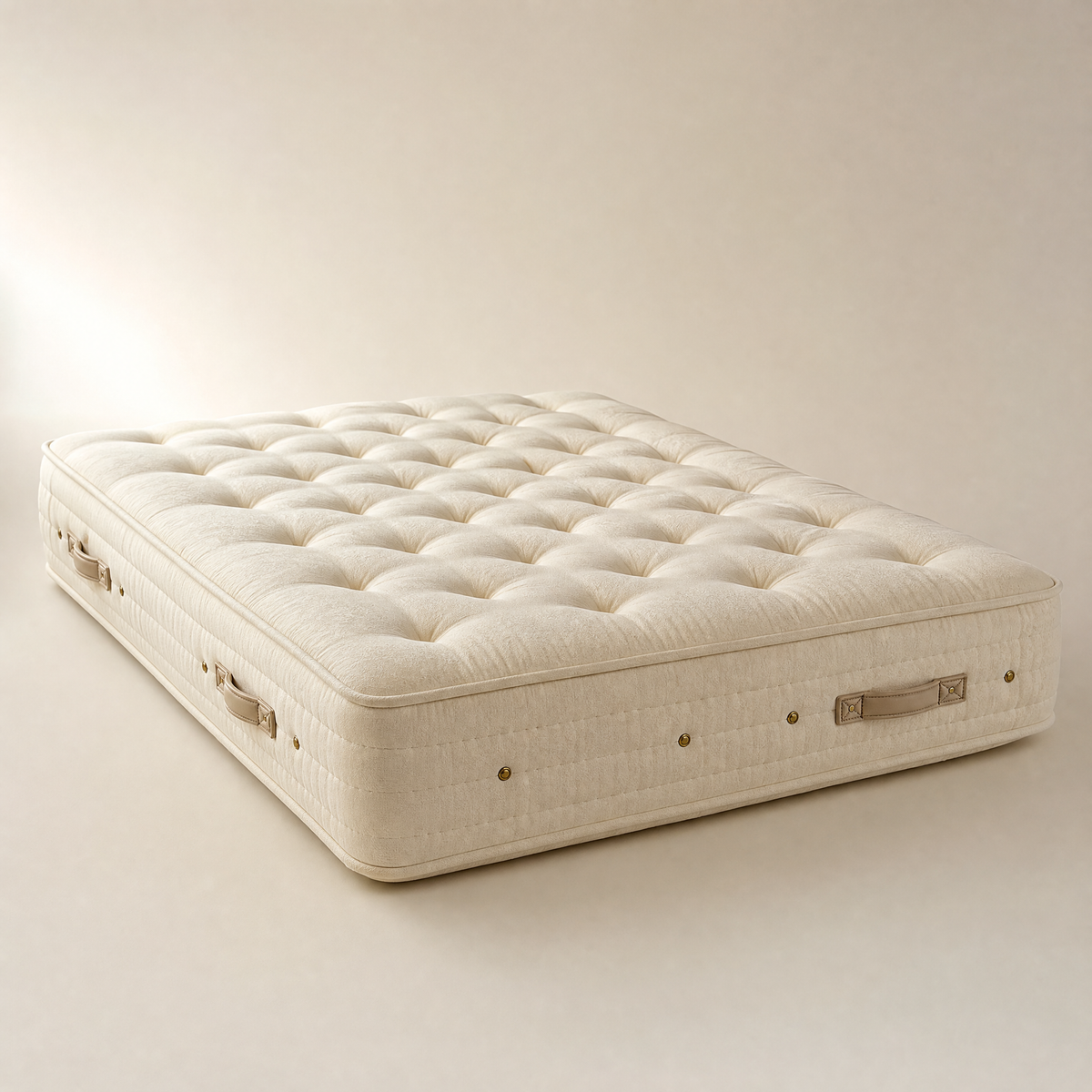The Reserve hand-tufted mattress in ivory wool-blend damask ticking