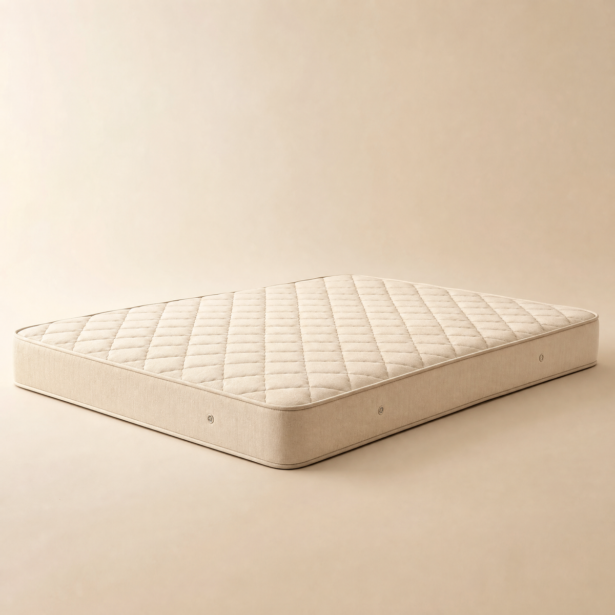 The Classic mattress in undyed ivory cotton ticking with a lightly quilted top